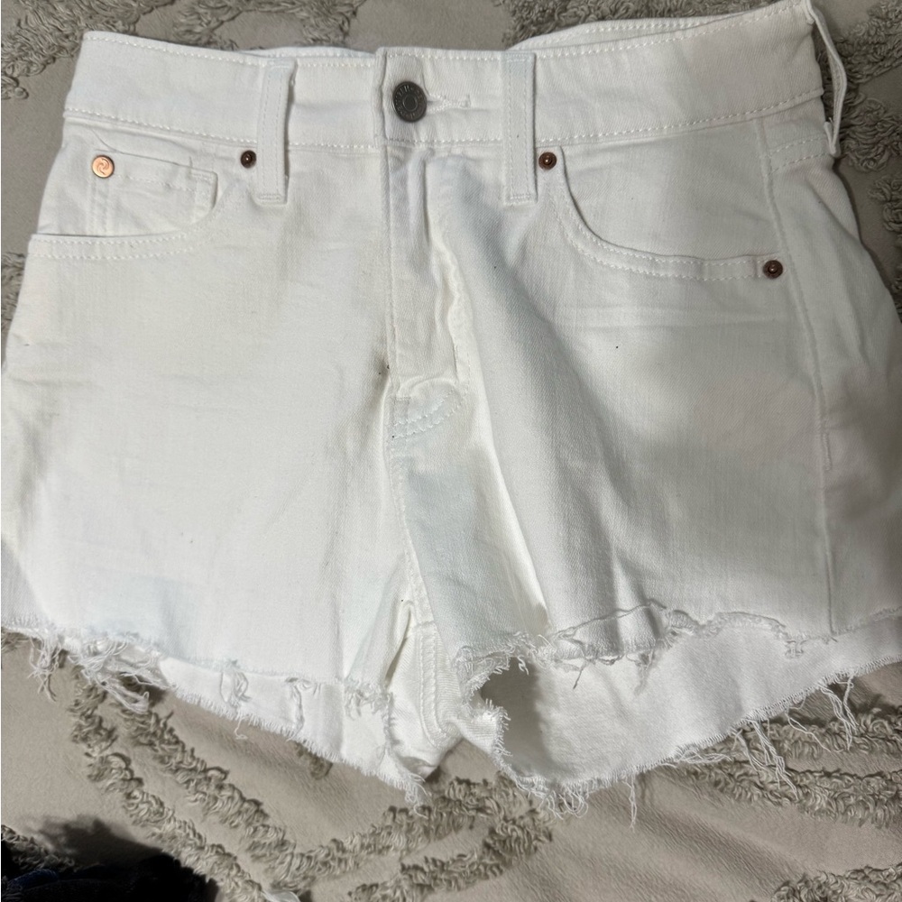 Levi's White Jean Shorts Distressed Cut-Off Style